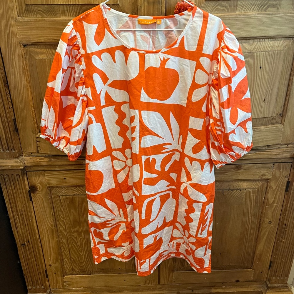 Oliphant Boxy Orange and White Tunic Dress